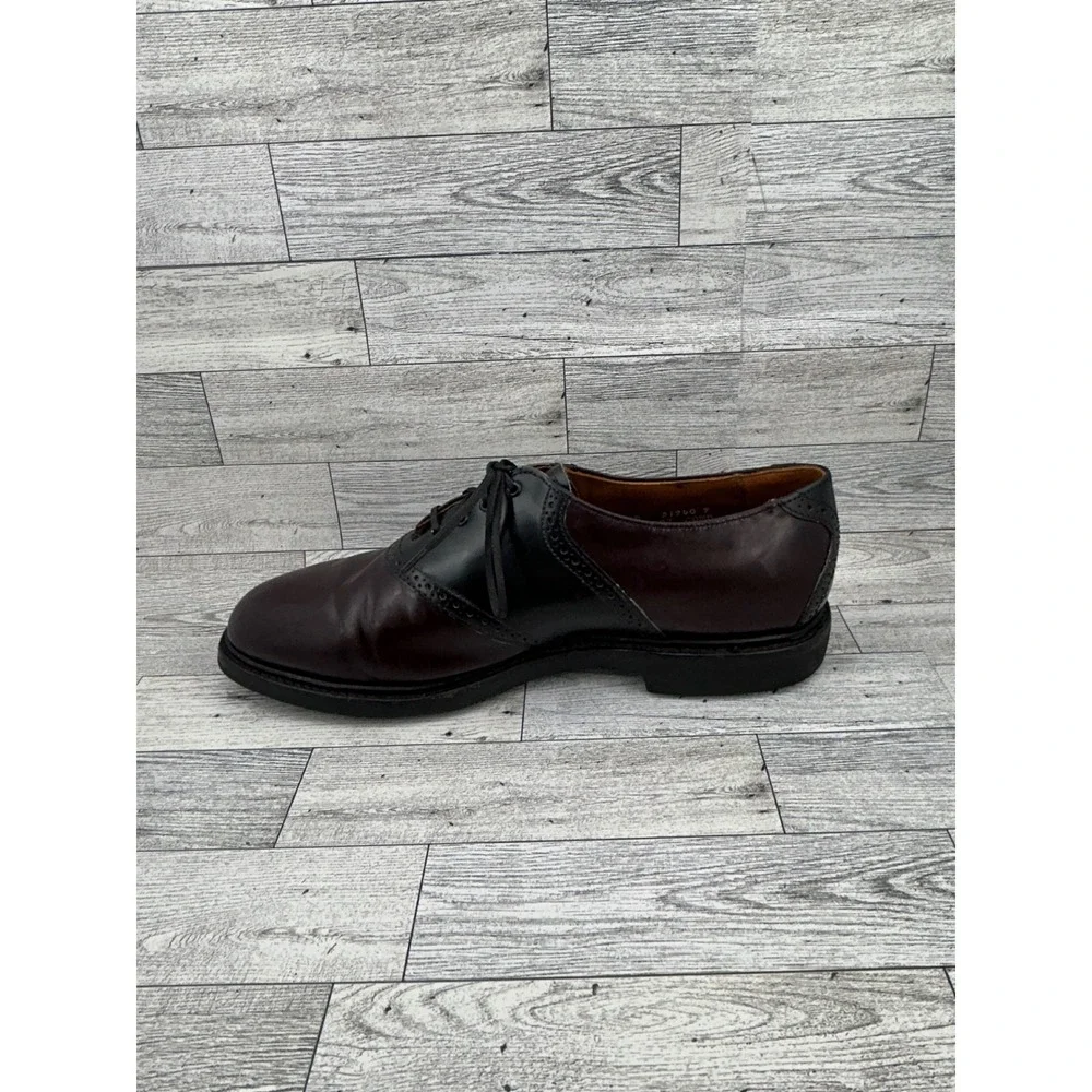 Allen Edmonds Corporate Casuals Men Sz 10 D Saddle Shoes Burgundy Black‎ Leather